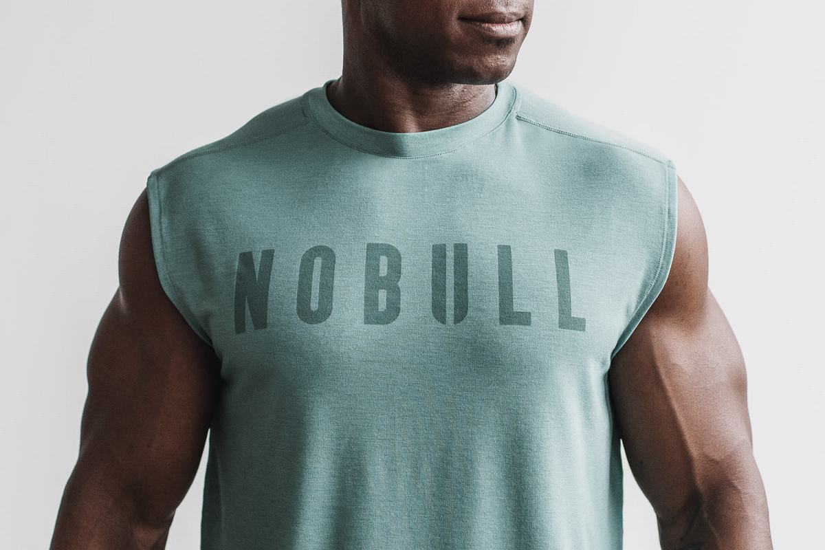 Nobull Sleeveless Men's T Shirts Blue | Australia (VS0263)